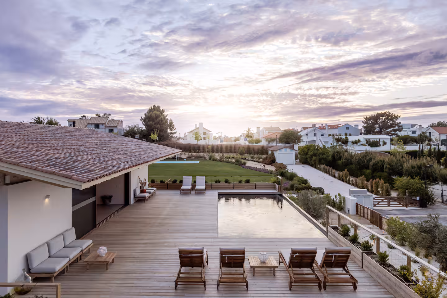 Sunset by the pool